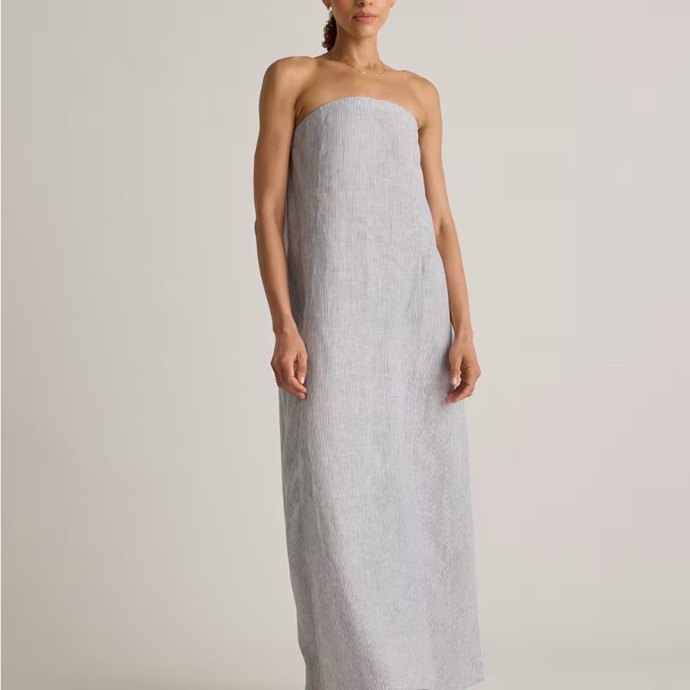 Quince Black Linen Strapless Maxi Dress, XS